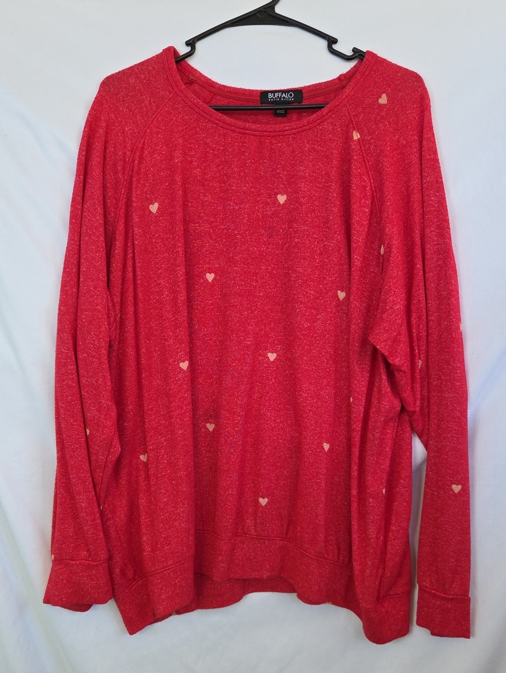 Buffalo David Bitton Red Sweater with Cream Heart Print